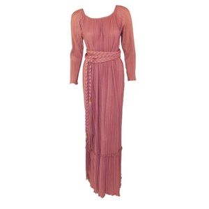 Mary McFadden Mauve Pleated Long Sleeve Gown